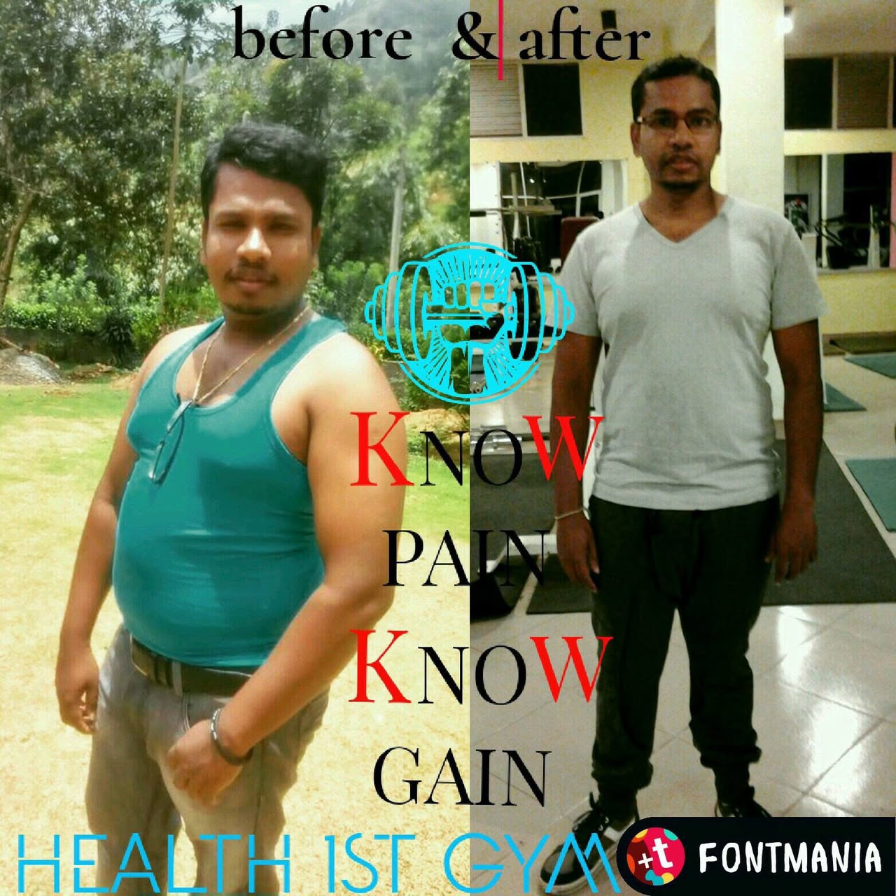 Supplied before-and-after training photographs