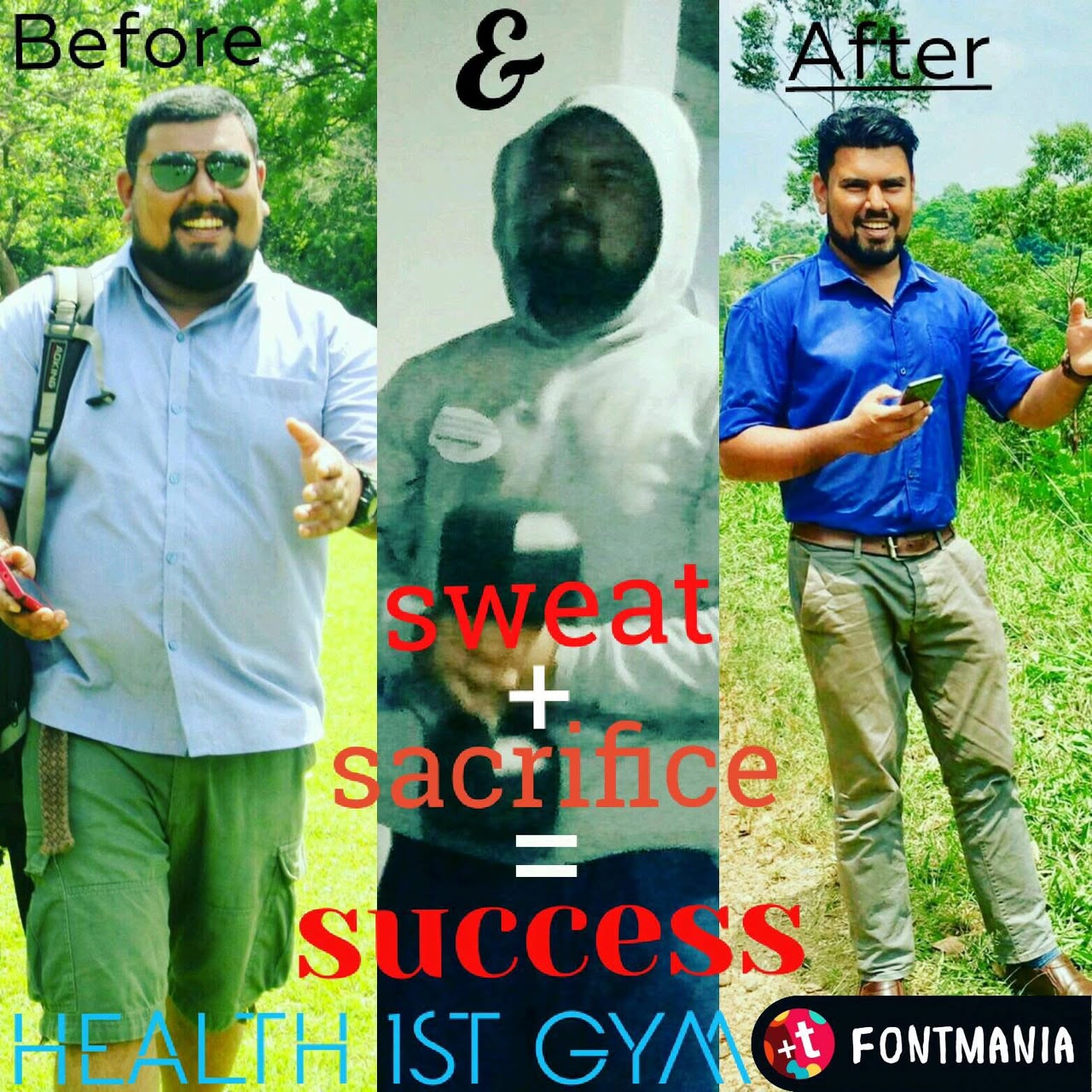 Supplied before-and-after training photographs